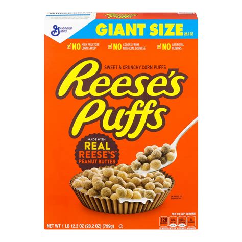 Discover the unique taste combination of Reese Puffs <strong>cereal</strong>! • Made with whole grains • It’s a delicious way to start the day, a perfect snack and tastes great in a recipe. . Reeses cereal